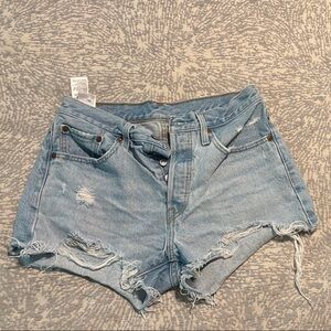 Levi's Blue Distressed Jean Shorts Cut-Off Style